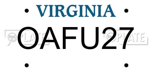 OAFU27 Virginia License Plate
