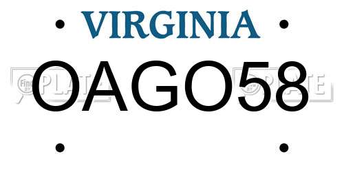 OAGO58 Virginia License Plate