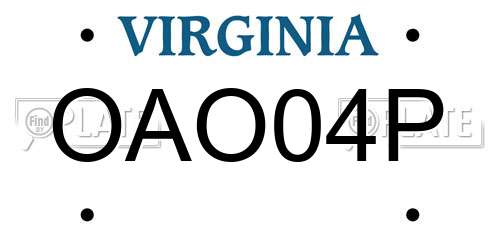 OAO04P Virginia License Plate