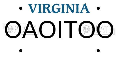 OAOITOO Virginia License Plate