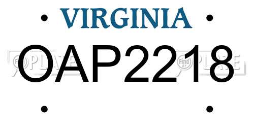 OAP2218 Virginia License Plate