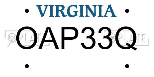 OAP33Q Virginia License Plate