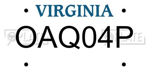 OAQ04P Virginia License Plate