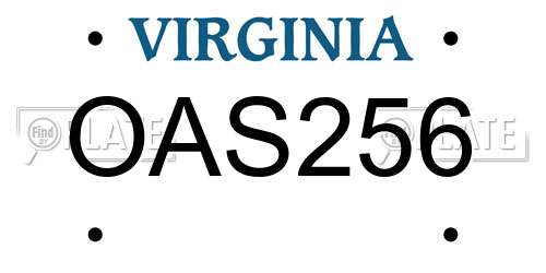OAS256 Virginia License Plate