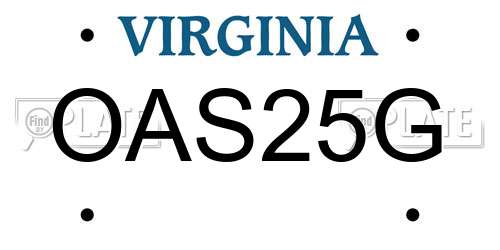 OAS25G Virginia License Plate