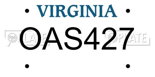 OAS427 Virginia License Plate