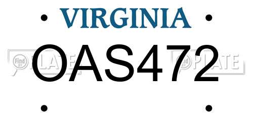 OAS472 Virginia License Plate