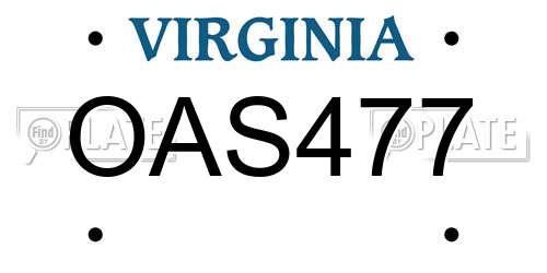 OAS477 Virginia License Plate