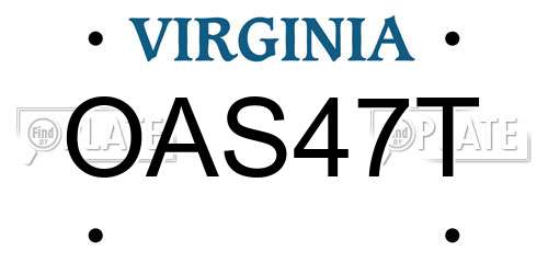 OAS47T Virginia License Plate
