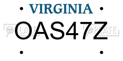 OAS47Z Virginia License Plate