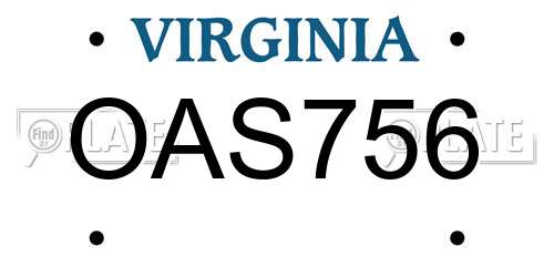 OAS756 Virginia License Plate