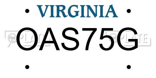 OAS75G Virginia License Plate