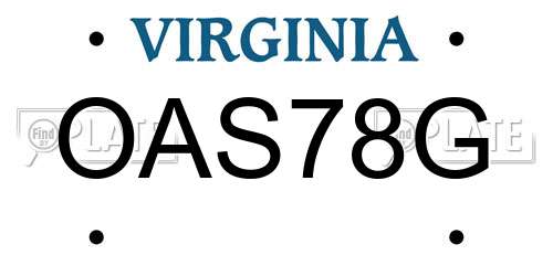 OAS78G Virginia License Plate