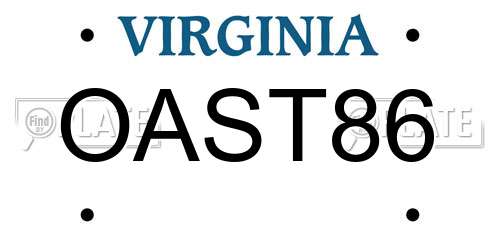 OAST86 Virginia License Plate
