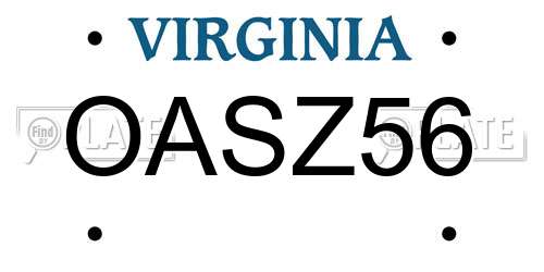 OASZ56 Virginia License Plate