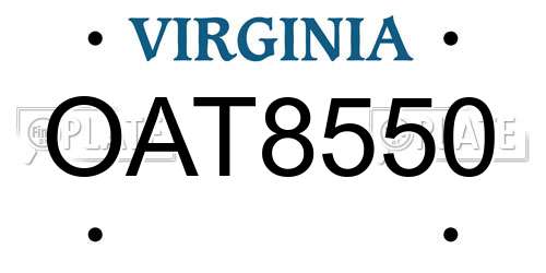 OAT8550 Virginia License Plate