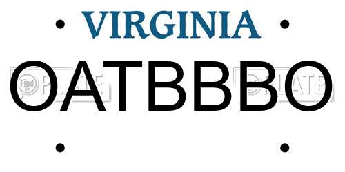 OATBBBO Virginia License Plate