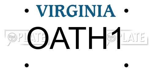 OATH1 Virginia License Plate