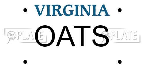 OATS Virginia License Plate
