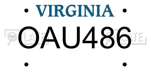 OAU486 Virginia License Plate