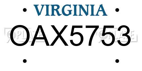 OAX5753 Virginia License Plate