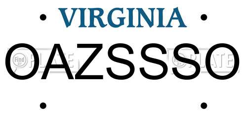 OAZSSSO Virginia License Plate