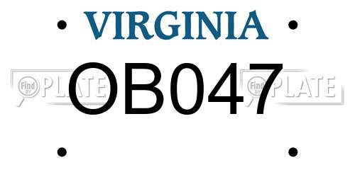 OB047 Virginia License Plate