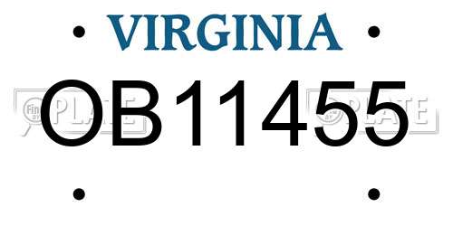 OB11455 Virginia License Plate