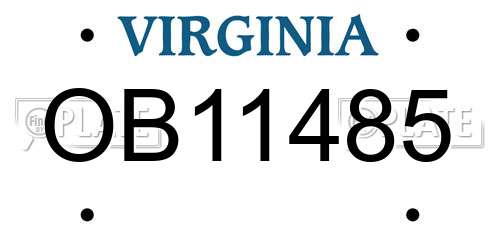 OB11485 Virginia License Plate