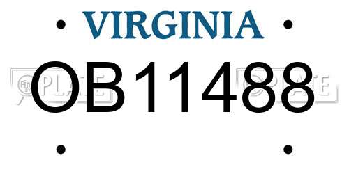 OB11488 Virginia License Plate
