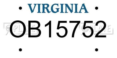 OB15752 Virginia License Plate