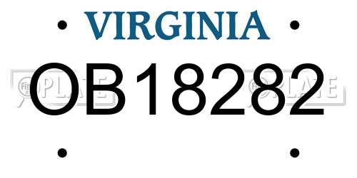 OB18282 Virginia License Plate