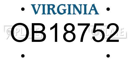 OB18752 Virginia License Plate