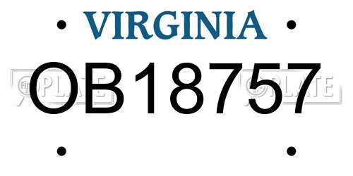 OB18757 Virginia License Plate