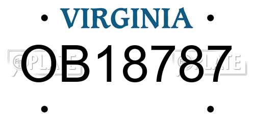 OB18787 Virginia License Plate