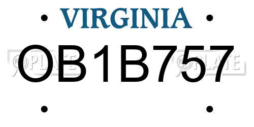 OB1B757 Virginia License Plate