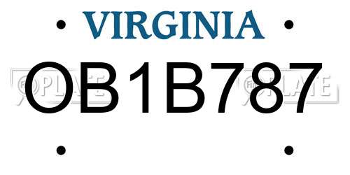 OB1B787 Virginia License Plate