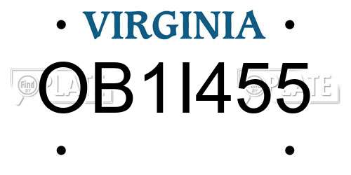 OB1I455 Virginia License Plate