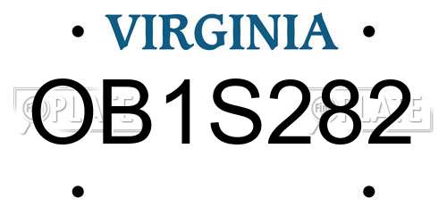 OB1S282 Virginia License Plate