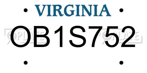 OB1S752 Virginia License Plate