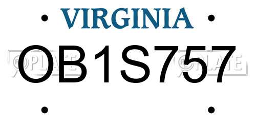 OB1S757 Virginia License Plate