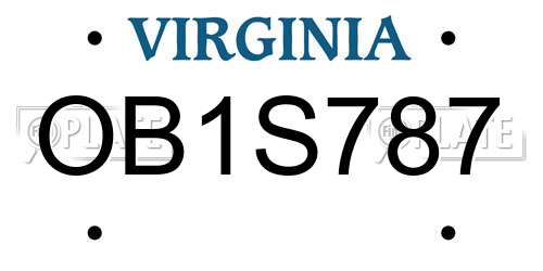 OB1S787 Virginia License Plate