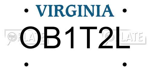 OB1T2L Virginia License Plate