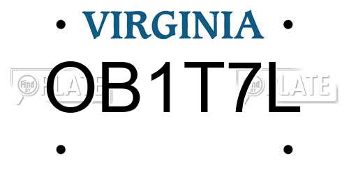 OB1T7L Virginia License Plate