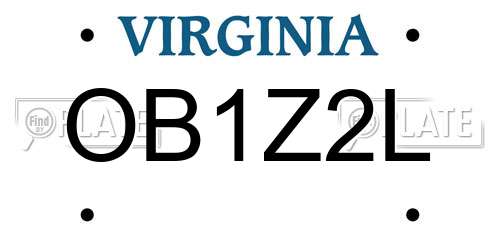 OB1Z2L Virginia License Plate