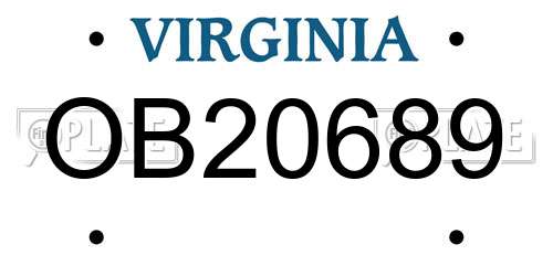 OB20689 Virginia License Plate