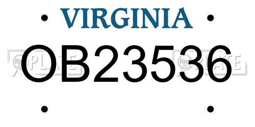 OB23536 Virginia License Plate
