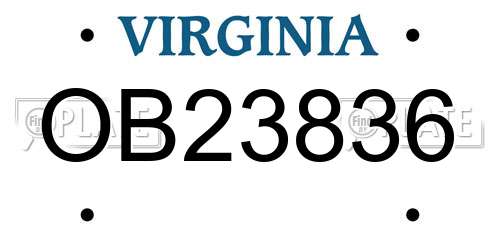 OB23836 Virginia License Plate
