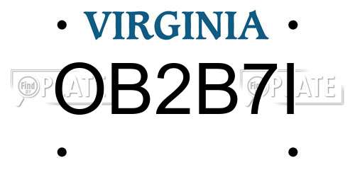 OB2B7I Virginia License Plate