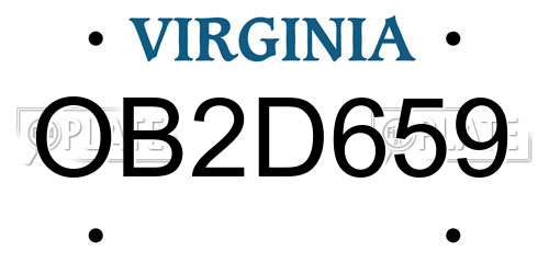 OB2D659 Virginia License Plate